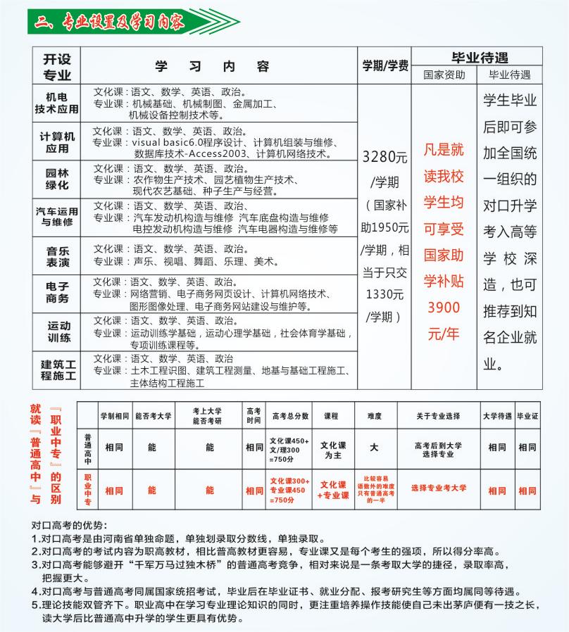24年秋招生专业及收费公示